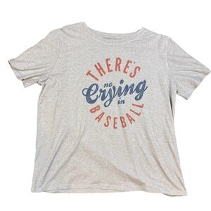 Gray Graphic T-Shirt with Baseball Print Vintage